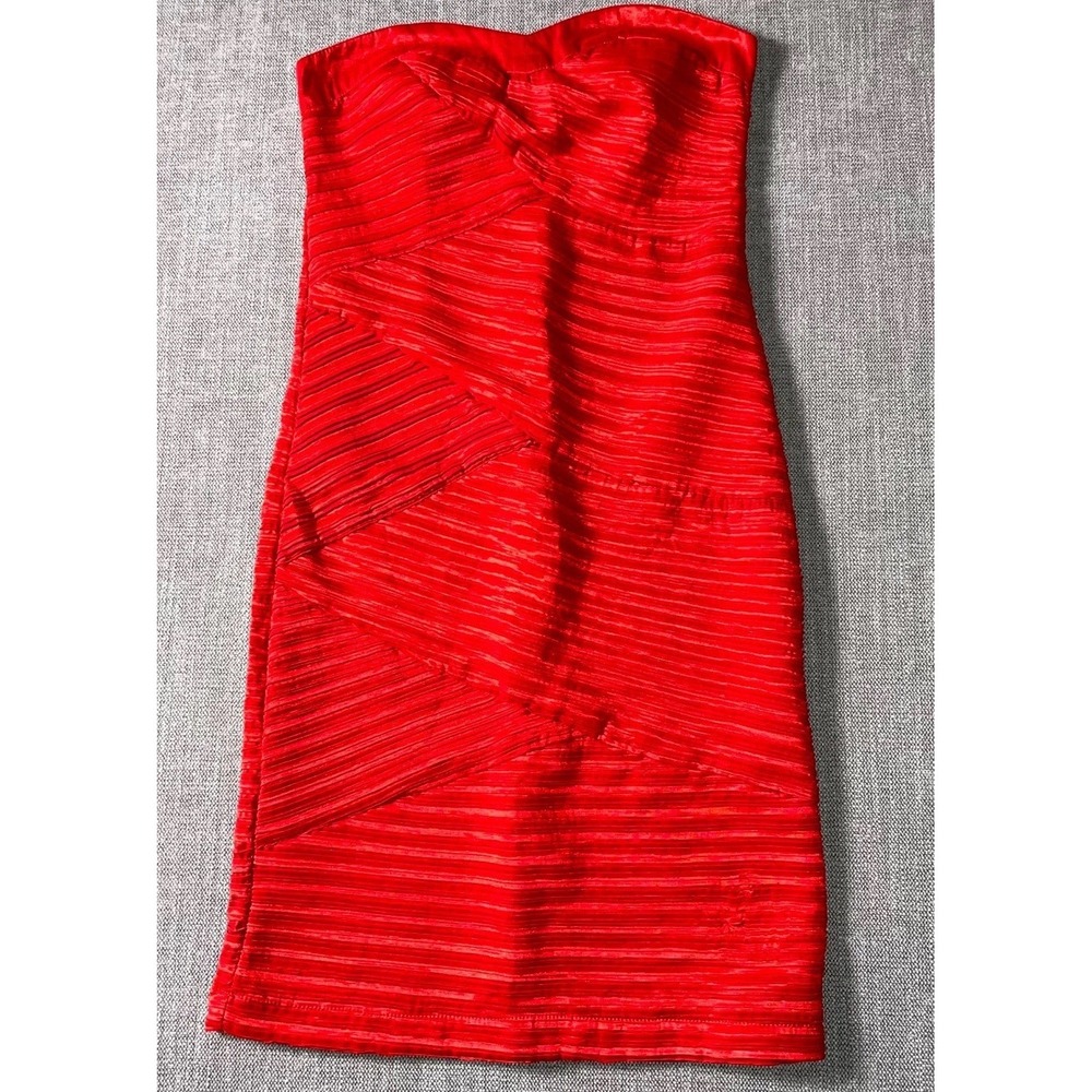 Poetry Strapless Bandage Dress Womens Medium Red Nylon Evening Party Back‎ Zip